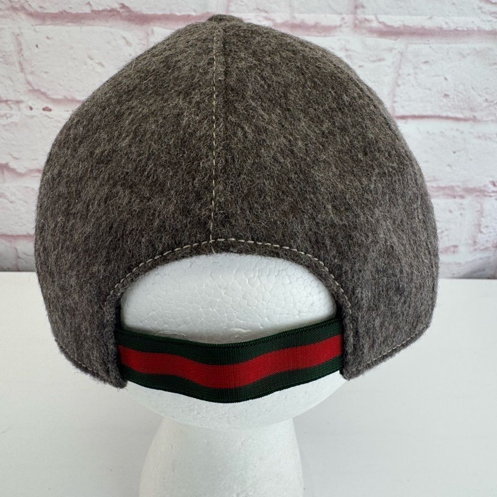 Gucci Web Gray Wool Baseball Hat Cap Rare XL - Picture 6 of 13